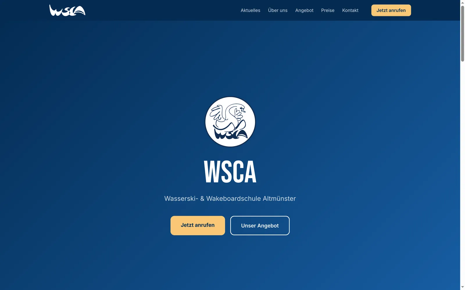 Screenshot Website und App für die Wasserskischule